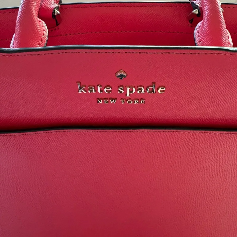 Kate Spade New York Staci Satchel Crossbody Bag Medium Size - Ruby Pink Leather